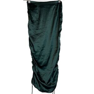 Urban Outfitters Silky Scrunch Ruched Mini Skirt Emerald Green XS